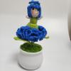 Handmade Transformable Knit Doll  Interactive Flower and Girl Design, Unique Artisanal Pearl Doll, Poseable Flower and Girl Figure, Limited Edition Home Decor and Gift for Craft Enthusiasts (Blue) view 1