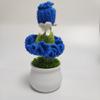 Handmade Transformable Knit Doll  Interactive Flower and Girl Design, Unique Artisanal Pearl Doll, Poseable Flower and Girl Figure, Limited Edition Home Decor and Gift for Craft Enthusiasts (Blue) view 2