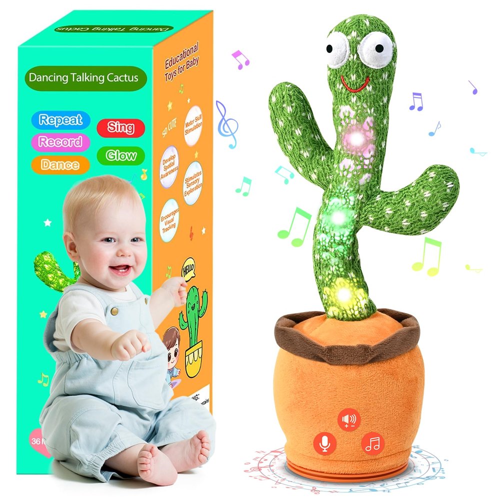TWORIVER Valentine Gifts for Kids Baby Toys 0-6 3-6 6-12 12-18 Months Dancing Talking Cactus, Toddler Boys Girls Gifts for 2 3 4 5 6 7 8 9 10 Month Old Baby Toys for 1 Year Old Boy Girl