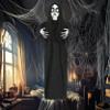 FIESTAS GUIRCA Hanging Figure Doll with Button Eyes (90 cm) - Halloween Decoration with Motion, Light and Sound - Ideal for Creepy Parties and Celebrations - Black view 1