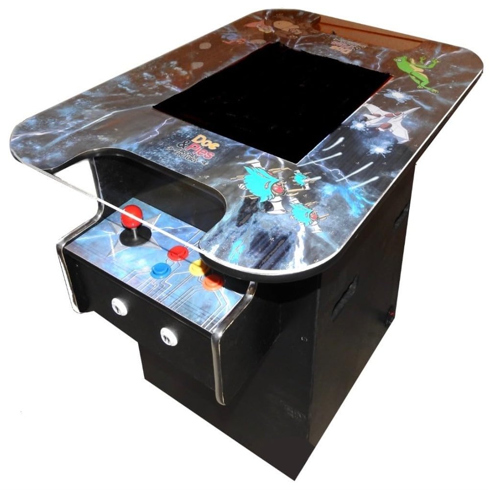 Doc and Pies Arcade Factory Full Size Professional Cocktail Arcade Machine | 412 Classic Games | Original, Classic Design | 2-Player | Full Size LCD Screen, Buttons and Joystick