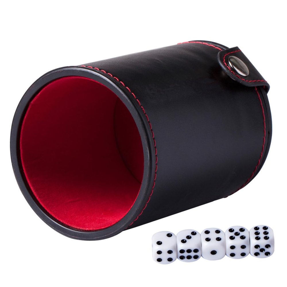 Abaodam Professional Pu Leather Dice Cup Set with Double-Layer Lid Includes Dice for and Family Entertainment