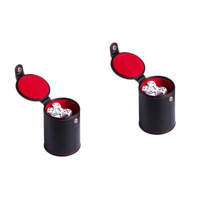 Abaodam 2sets Portable Pu Leather Dice Cup Double-Layer Lid Includes Dices for Table Games Board Games Indoor Entertainment Practical Comfortable Design