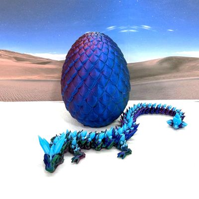 Glow in The Dark Crystal Dragon with Dragon Egg, 3D Printed Glow in The Dark Red Green Blue Crystal Dragon, Fidget Dragon Toy, Executive Office Home Decor GD001-RGB