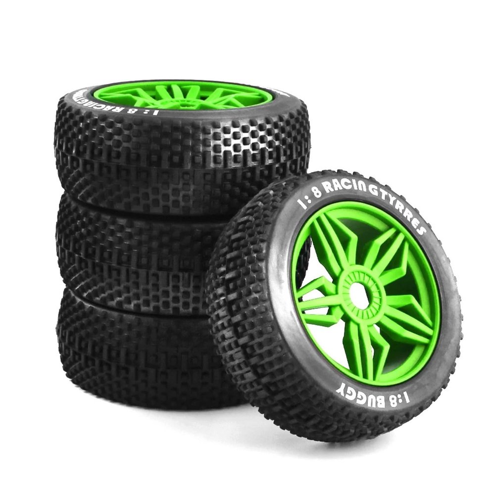 116mm 1/8 RC Off Road Buggy Tire Wheel 17mm Hex Compatible with ARRMA ZD Racing(Green)