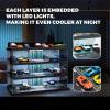 Display Case for Hot Wheels Garage & Matchbox Cars with LED Light, 1/64 Scale Diecast Toy Cars Garage, Storage Case for Hot Wheels, Parking Garage Diorama with 4 Levels Maximum 58 Cars view 4