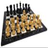4 Queens Opposite Tops 3 3/4 Inch King Staunton Black Boxwood Chess Men Set with 16 1/2 inch Black and White Faux Marble Alpha Numeric Board view 2