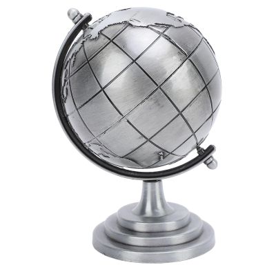 World Globe, Gray Globe Decor Alloy Globe Desktop Decor Educational 360 Degree Rotation Globe Ball Decor Exquisite Modern Desktop Decoration for Home Desk Table Office Decor