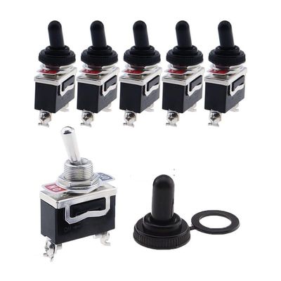 POWTAXBJGD 5pcs Power SPST Rocker Switch 2 Pin Heavy 15A 250V ON/Off Rocker Toggle Switch with Boot Cap E-TEN1021