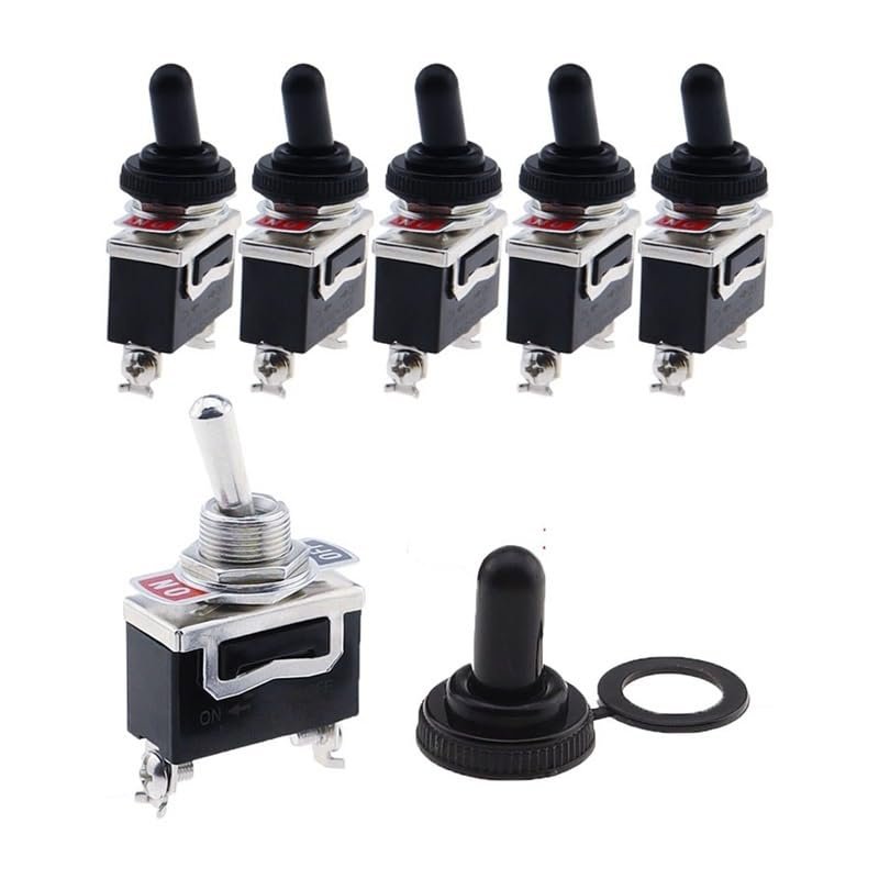 POWTAXBJGD 5pcs Power SPST Rocker Switch 2 Pin Heavy 15A 250V ON/Off Rocker Toggle Switch with Boot Cap E-TEN1021
