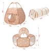 3 in 1 Pop Up Kids Play Tent with Tunnel and Ball Pit for Kids, Boys, Girls, Babies and Toddlers, Indoor/Outdoor Playhouse, Brown/Apricot view 4