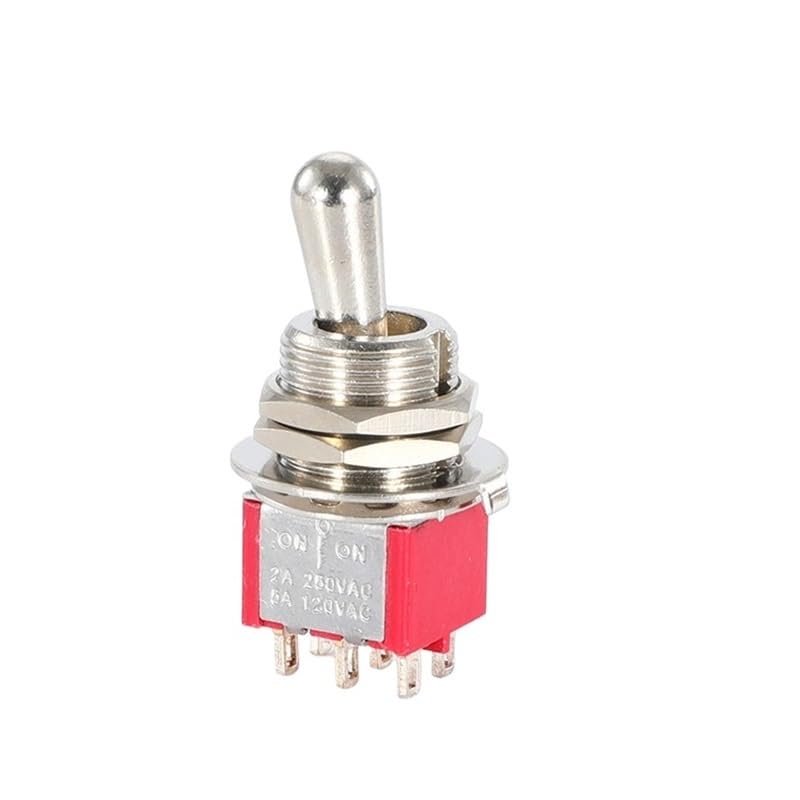 POWTAXBJGD 5Pcs SH T80-T Series Lever Toggle Switch 12mm 5A 125VAC(6PIN ON Off ON)