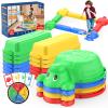 16 Pcs Balance Beam and Stepping Stones for Kids - 4 Turtle Shape Stepping Stones and 12 Connectable Beams with Sound Feature,Color Spinner, Riddle Cards, Fun Balance Training and Obstacle Course view 1
