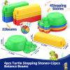 16 Pcs Balance Beam and Stepping Stones for Kids - 4 Turtle Shape Stepping Stones and 12 Connectable Beams with Sound Feature,Color Spinner, Riddle Cards, Fun Balance Training and Obstacle Course view 2