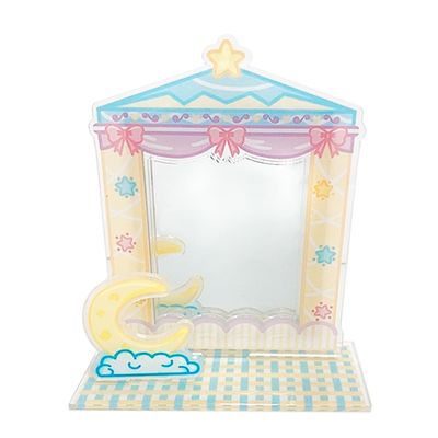 Acrylic Stand with Mirror, Moon Pattern, Yellow