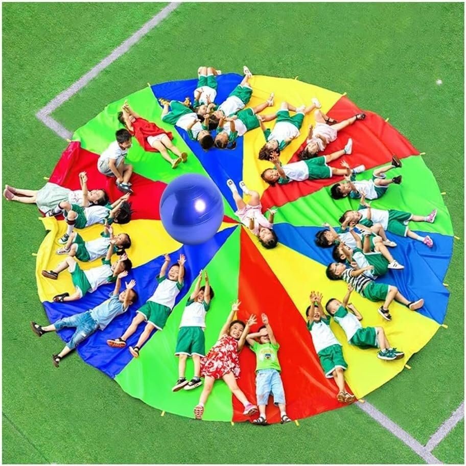 Group Outdoor Games Game Props Toddler Outdoor Leisure Co-Operative Game Parachute Outdoor Toys Portable Toys Giant Props Picnic Mat(4m/13.12ft)