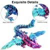 SUMLAND 3D Printed Dragon with Wings,3D Printed Animals Toys,Flexible Articulated Winged Crystal Dragon 12in,Red Green Blue view 2