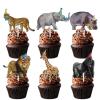 18pcs Glitter Lion Gorilla Dessert Cupcake Topper Pick for Wild Animal Theme Decor Supplies Baby Shower Men Women kids Happy Birthday Party Decoration view 1