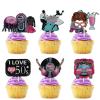 18pcs Pink Glitter CD Microphone Dessert Cupcake Topper Pick for Retro 50s I Love The 50S Theme Men Women Theme Decor Supplies Happy Birthday Decorations view 1