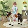 Qaba Ride on Horse for Toddlers 3-8 Years Old, Riding Horse with Neighing Sound, Stuffed Animal Horse Toy for Kids with Padding, Brown view 2