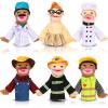 Civaner 6 Pieces Profession Hand Puppet Set 11.8 Inch Professional Puppets Theater Doctor, Chef, Firefighter, Teacher, Worker and Farmer for Storytelling, Teaching, Preschool, Role Play view 1
