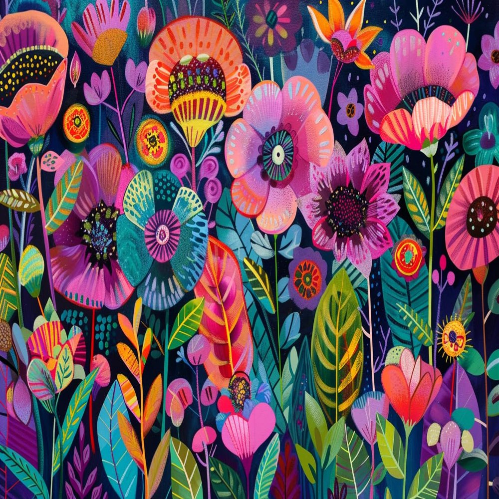 1000 Adult Puzzle Pieces, Painted Flower Fields, Stunning Bright Colors, Suitable for Puzzle Enthusiasts