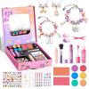 Kids Makeup & Jewelry Kit for Girls - Washable Real Cosmetics Set with Bracelet-Making for Children Toddler, Princess Dress-Up Toy, Ideal Winter Birthday Gift for 4-12 Year Olds (Pink) view 1