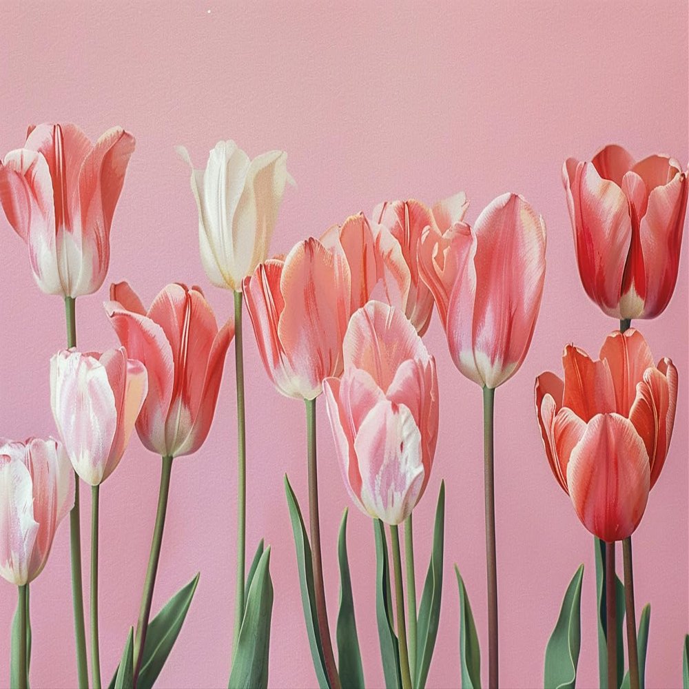 1000 Adult Puzzle Pieces with Pink Background Tulips, Suitable As A Landscape Puzzle Gift for Men, Women, and The Elderly