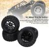 12mm Hex 1/10 RC Truck Wheels and Tires Set, Y Shape Texture, High Abrasion, for Axial, HSP, Redcat, HPI, Black Rubber Tires with Plastic Wheels view 3