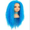 AMZCOS Kids Long Wavy Curly Blue Heat Resistant Synthetic Hair Wigs with Blue Choker and Stickers for Girls Toddler Halloween Costume Party (Small Size) view 4