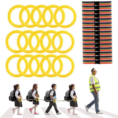 15/20 Sets Walking Rope for Preschool Colorful Toddler Leash for walking in line,Kids Handles Safety Line Wrist Leashes Detachable Transition Rope for Children's School Kindergarten Outdoor Supplies (Yellow, 15 sets)