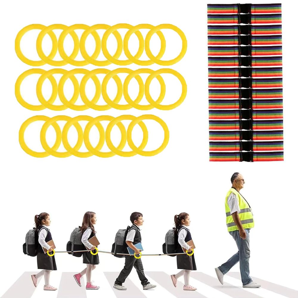 15/20 Sets Walking Rope for Preschool Colorful Toddler Leash for walking in line,Kids Handles Safety Line Wrist Leashes Detachable Transition Rope for Children's School Kindergarten Outdoor Supplies (Yellow, 20 sets)