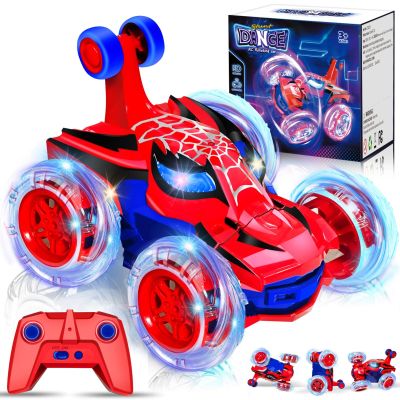 Kids Toys Spider RC Car for Boys 4-7 - Cool Spider Monster Remote Control Crawler Toy 360 Flip Fast Stunt & 4WD Light Up Wheel - Fun Boy Gift Idea for Birthday Chirstmas Stuff Age 3 4 5 6 7 8