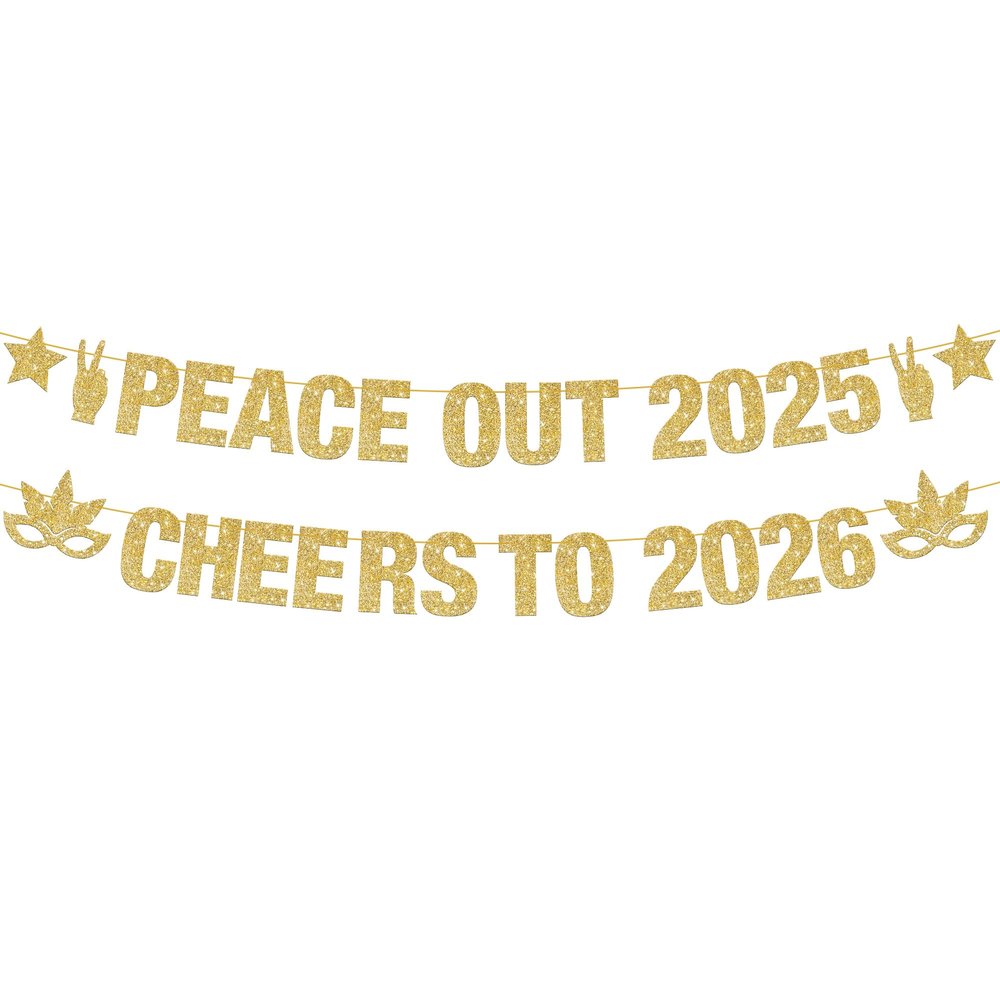 KatchOn, Peace out 2025 Cheers to 2026 Banner - Glitter, 10 Feet | Banner for New Year Decorations