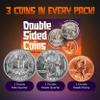 3pk Double Sided Coins | Includes 2 Double Sided Quarters and 1 Double Headed Penny. 3pc Error Coins, Double Headed Coin Magic With Double Headed Quarter, Double Tails Quarter, and Two Face Coin Penny view 2