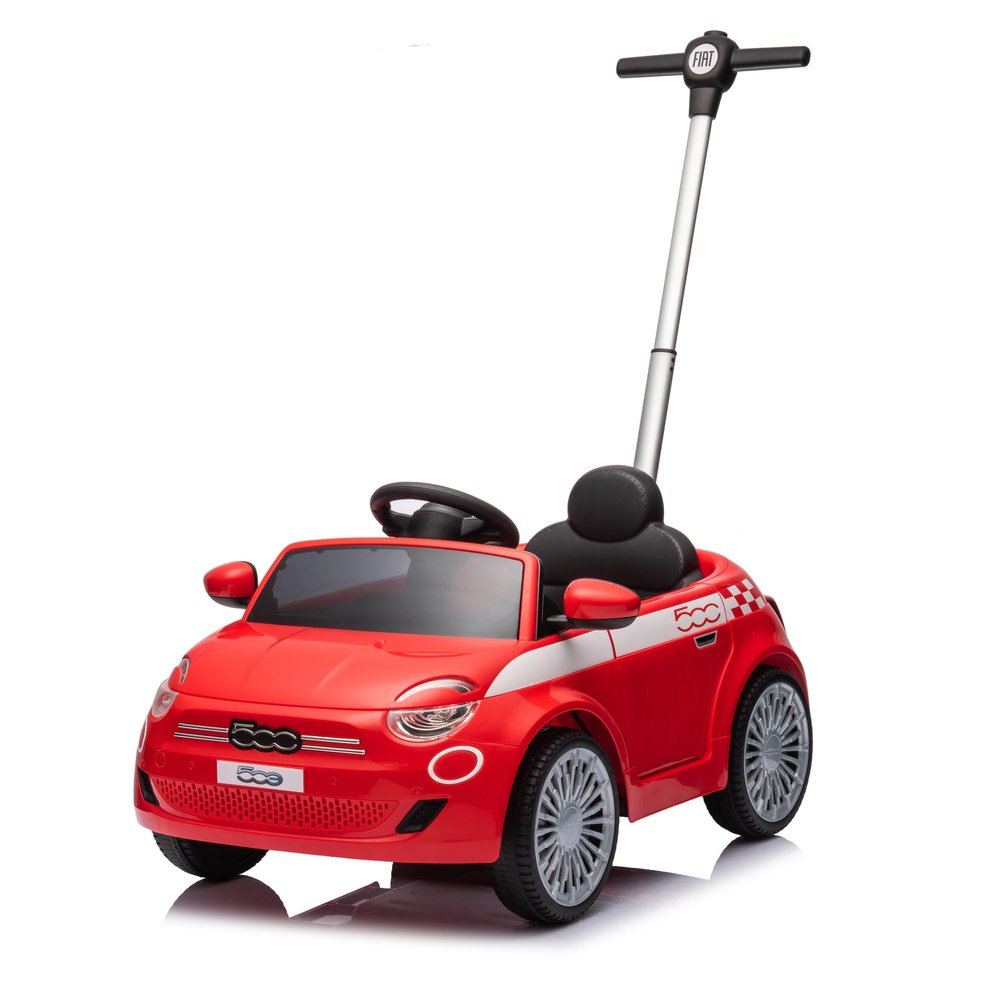 TURBO CHALLENGE - Fiat 500 E - Walker - 119500 - Freewheels - Red - 25 kg Max - Plastic - Batteries Not Included - Guide Bar - Children's Toy - Gift - Birthday - from 18 Months
