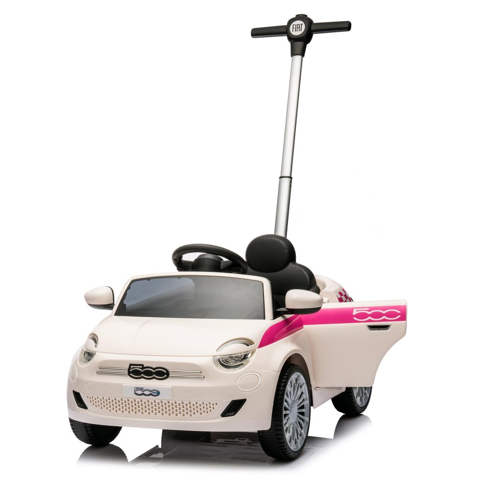 TURBO CHALLENGE - Fiat 500 E - Walker - 119501 - Freewheels - White - 25 kg Max - Plastic - Batteries Not Included - Guide Bar - Children's Toy - Gift - Birthday - From 18 Months