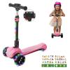 3 Wheel Electric Scooter for Kids Ages 3-8, LCD Display, Colorful Lights, Reliable Thumb Throttle, 3 Adjustable Height, 5Mph Safe Speed and Long Range, Foldable Kids Electric Scooter (Pink) view 1