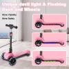 3 Wheel Electric Scooter for Kids Ages 3-8, LCD Display, Colorful Lights, Reliable Thumb Throttle, 3 Adjustable Height, 5Mph Safe Speed and Long Range, Foldable Kids Electric Scooter (Pink) view 2