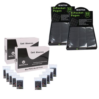 1800 Pockets 9-Pocket Side-Loading Card Pages Bundle with 1000 Count Ultra Clear Penny Card Sleeves