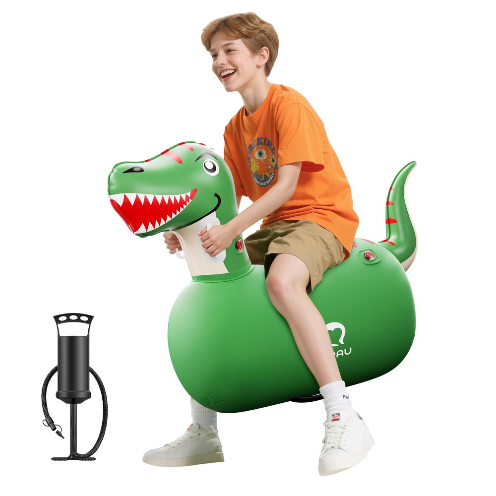 QPAU Kids Dinosaur Hopper - 220lbs Load Capacity, Bouncing Animal Toy, Outside Toys, Dinosaur Gifts for Kids Ages 5+