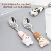 18/8 stainless steel children's spoon set with storage box, silicone animal shaped handle, BPA free children's travel silverware suitable for children aged 3-6 as Christmas gifts view 4