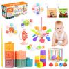 OUWANCH Montessori Toys for Babies 6-12 Months, 8 in 1 Soft Sensory Toddler Bath Toys for Babies, Montessori for 1 Year Old view 1