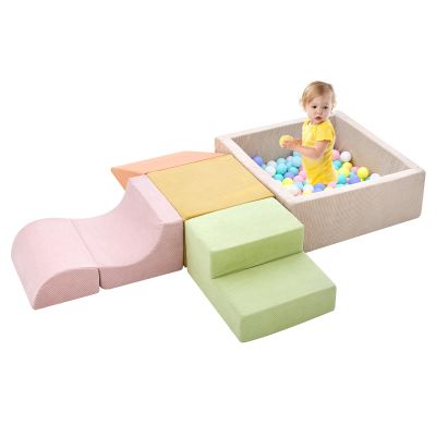 Climbing Toys for Toddlers , Toddler Climbing Toys Indoor, 5-Piece Foam Climbing Blocks with Ball Pit (Balls not Included),Soft Play Set,Toddler Climber Indoor Foam Play Gym for Climbing Crawling