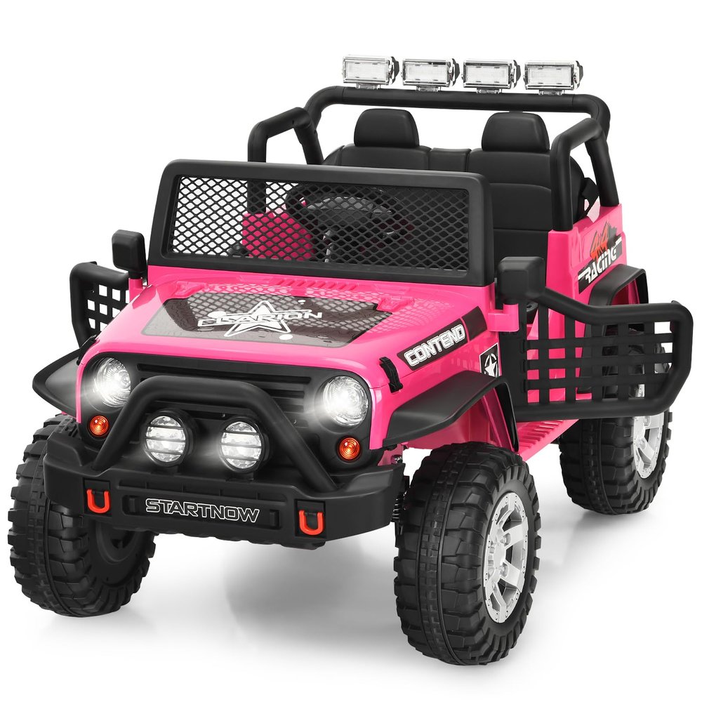 MAT EXPERT 2 Seater Ride on Car for Kids, 12V Battery Powered Toddler Car with Remote Control, Spring Suspension, LED Light, Music & MP3, Electric Vehicle Truck Kids Car for Boys & Girls (Pink)