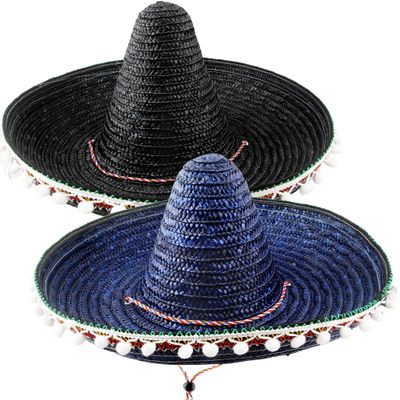 2 Pcs Giant Mexican Sombrero Straw Hat Cinco de Mayo Sombrero Hat Fiesta Sombrero Hat for Adult Teen Mexican Party Favors (Color Style 2)