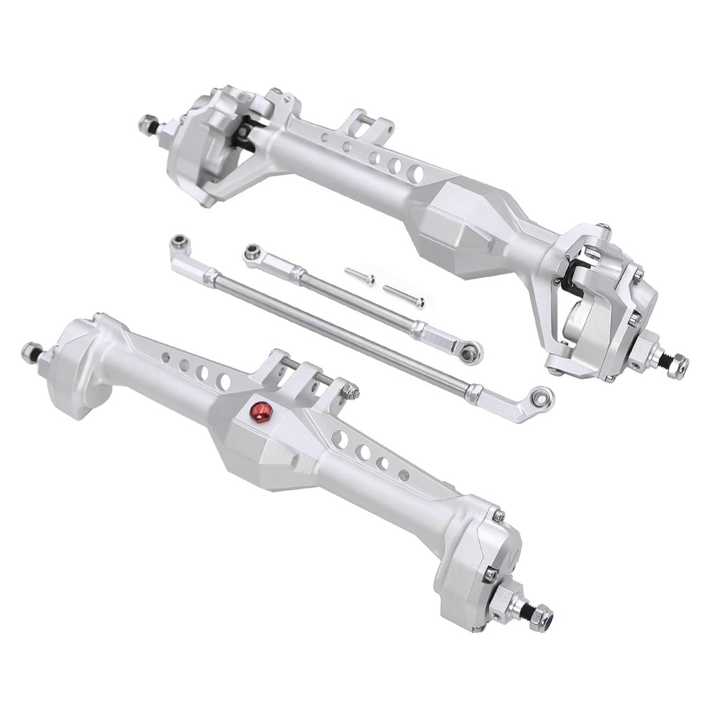 Aluminum Front and Rear Portal Axle Complete Set for 1/10 RC Crawler Vanquish VS4-10 Phoenix F10 Chassis DIY Upgrade Parts (Silver Front Rear)