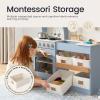 Tiny Land Wooden Play Kitchen for Kids  Enhanced Storage with Cabinets & Bins, Modern Toddler Kitchen Playset with Stove, Sink & Accessories view 3