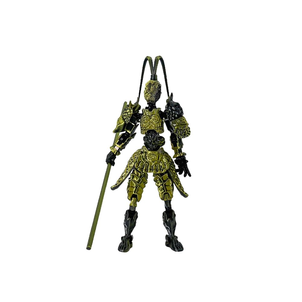 3D Printed Wukong Action Figure Movable Poseable Toy Articulated Model 15cm Dynamic Poseability Desktop Sculpture for Collectors Fans (Black & Gold)