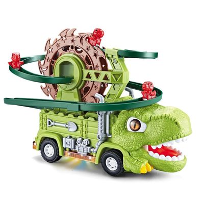 NEXTAKE 2-in-1 Light-Up Dino Truck Toy Set Motorized Ferris-Wheel Ramp & Stunt Car, Music LED Effects, STEM Take-Apart Build Play, Dinosaur Gift for Toddlers Boys Girls Ages 3-8(Tyrannosaurus)